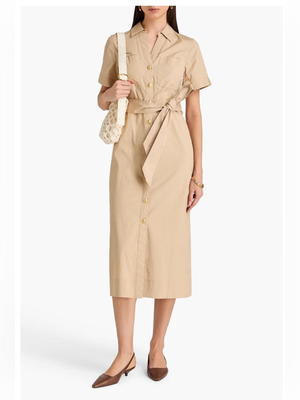 Veronica Beard Tabby Midi Dress – Stone Khaki – Size 0 – NWT